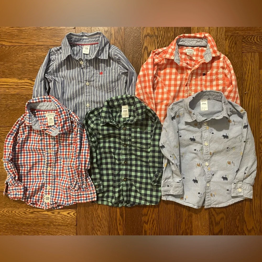 OshKosh BGosh & Carters 8 Button Down Shirt Lot Size 24 Months